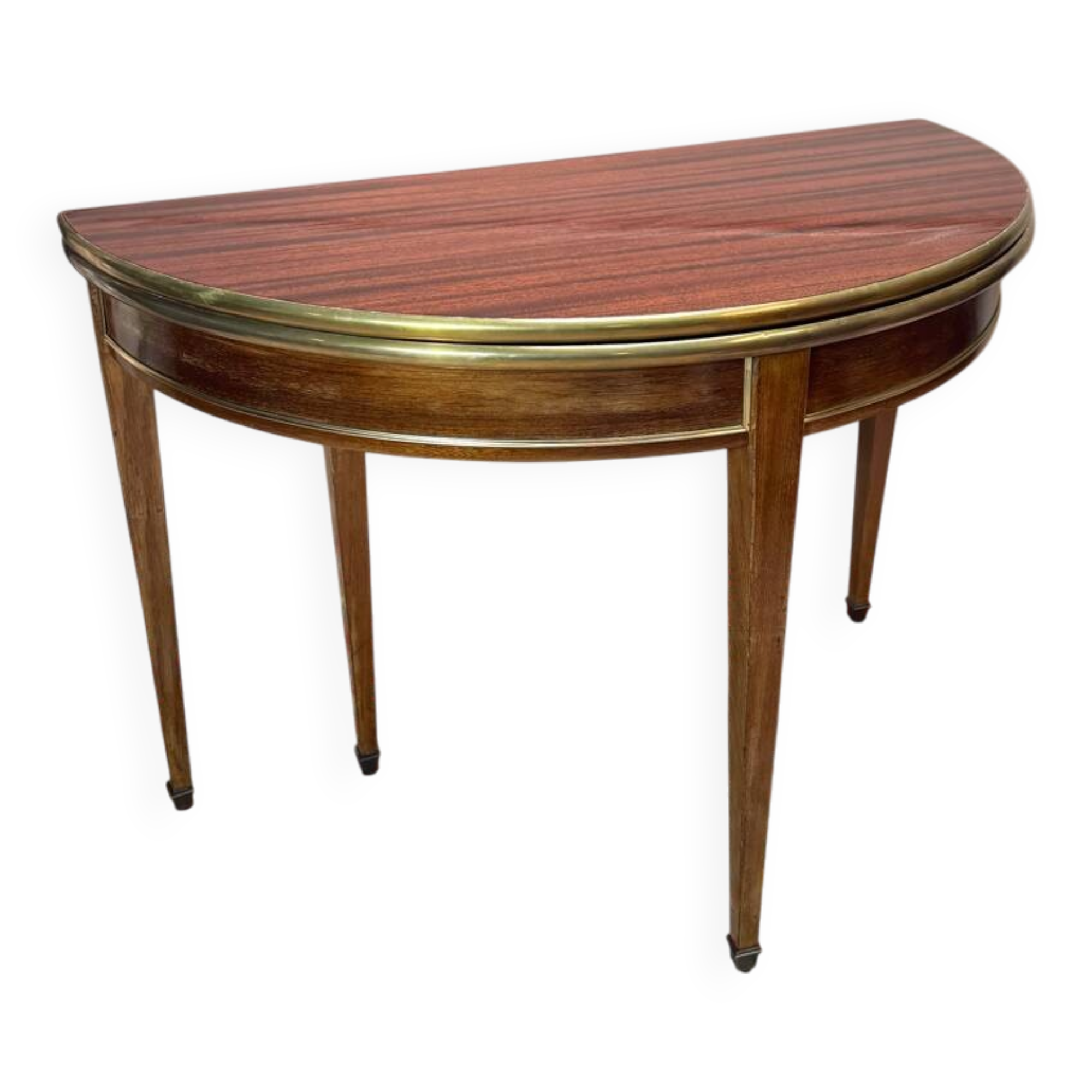 Table demi lune formant console et table de salle à manger en acajou d