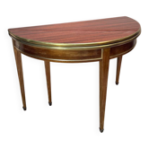 Table demi lune formant console et table de salle à manger en acajou d