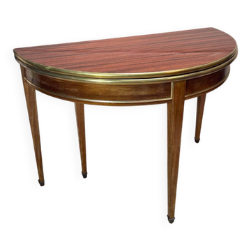 Half moon table forming console and dining table in mahogany d