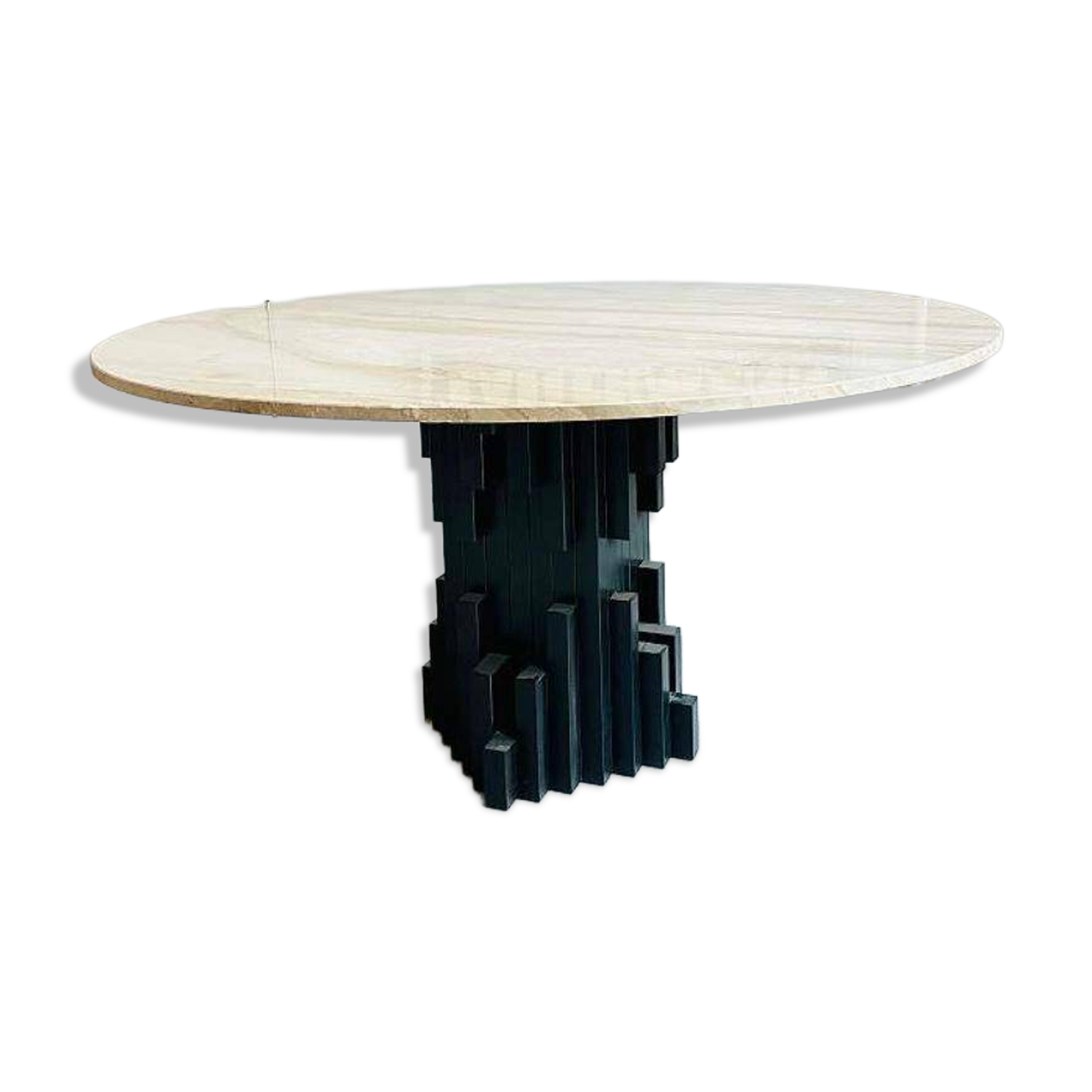 Table à manger en travertin du milieu du siècle.