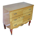 Vintage Louis XV style chest of drawers in citron wood veneer