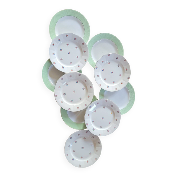 ​10 Assiettes Plates Dépareillées Digoin & St Amand
