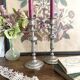 Antique silver-plated metal candlesticks