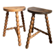 Pair of wooden milkman's stools turned brutalist