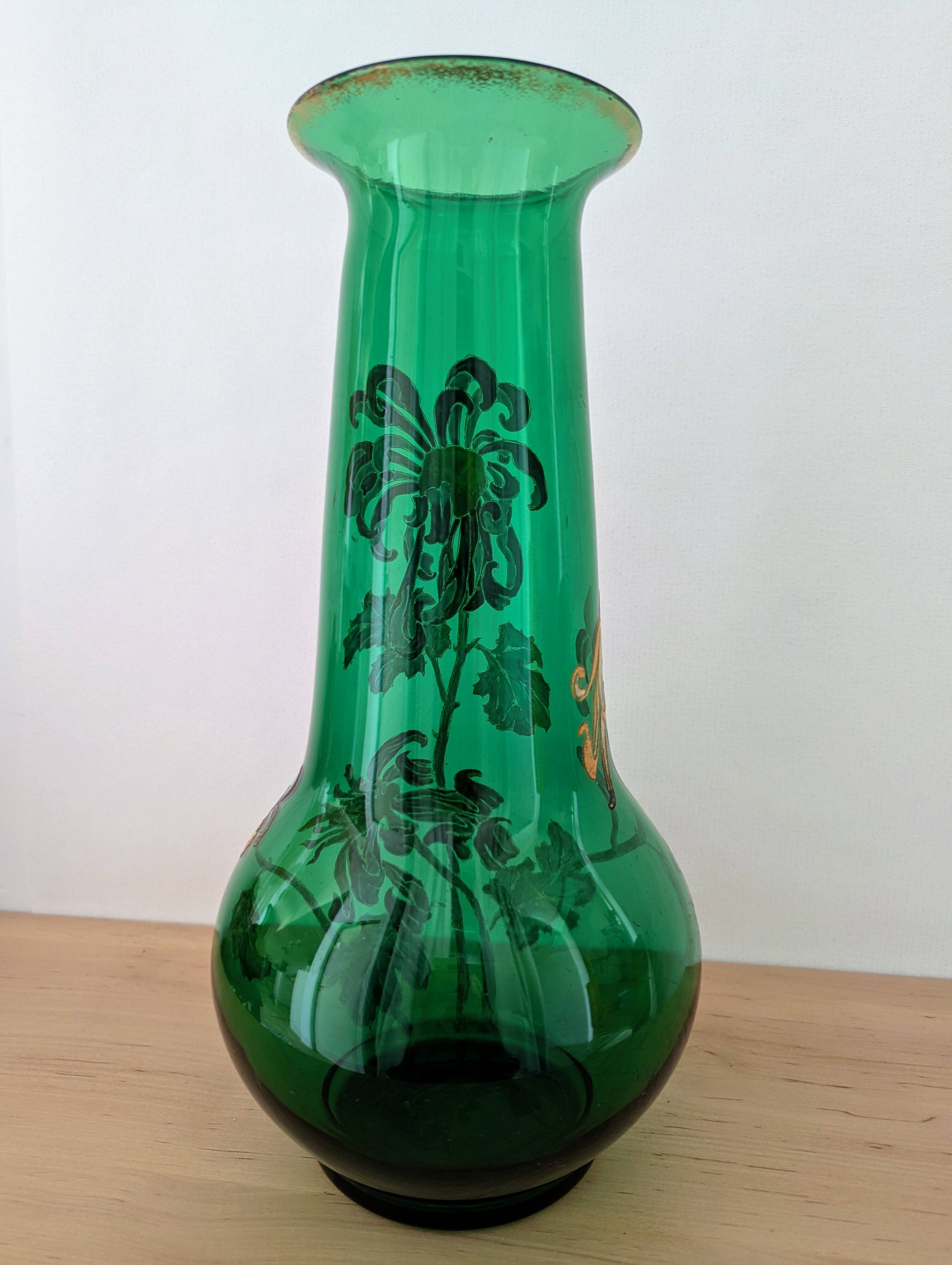 Art Nouveau vase in hand-painted blown glass – Legras style
