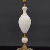 White neoclassical style lamp in alabaster and bronze, italy, circa 1950