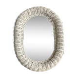 Vintage rattan wicker mirror - 40x30cm