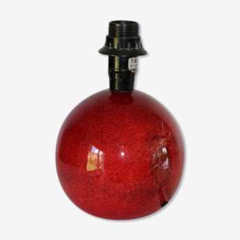 Pied de lampe bois boule rouge laqué