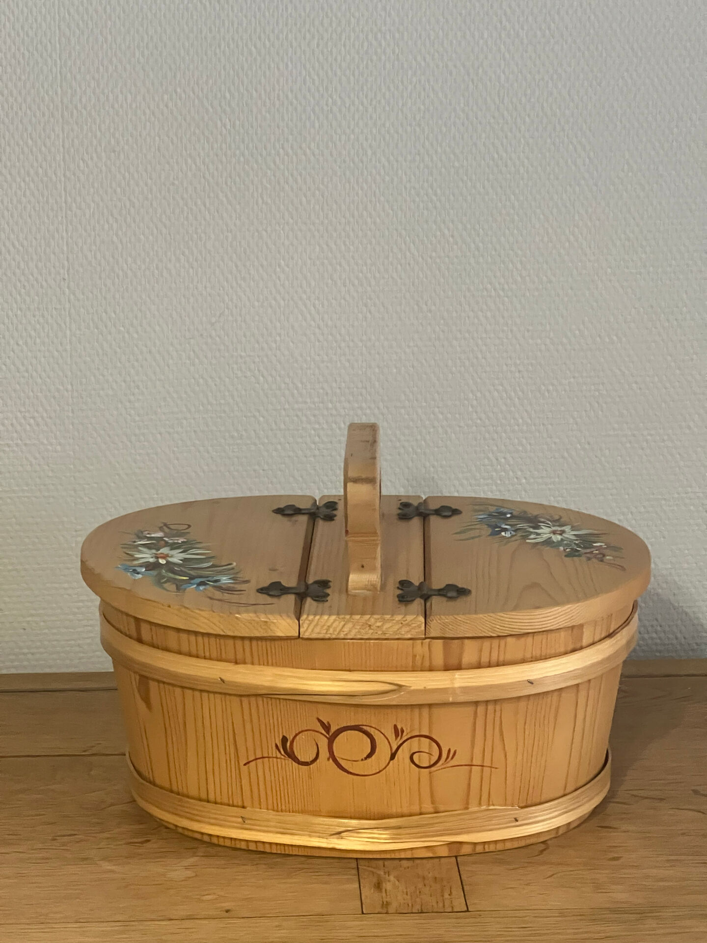Basket handmade and painted.
