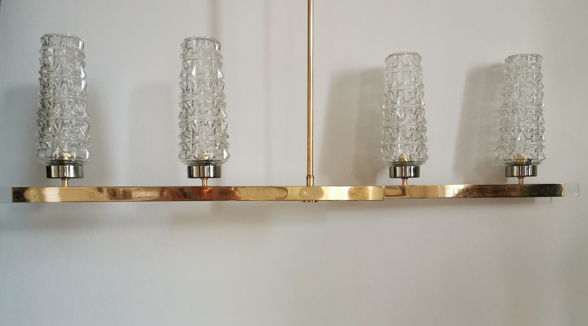 Lustre laiton et verre vintage années 60