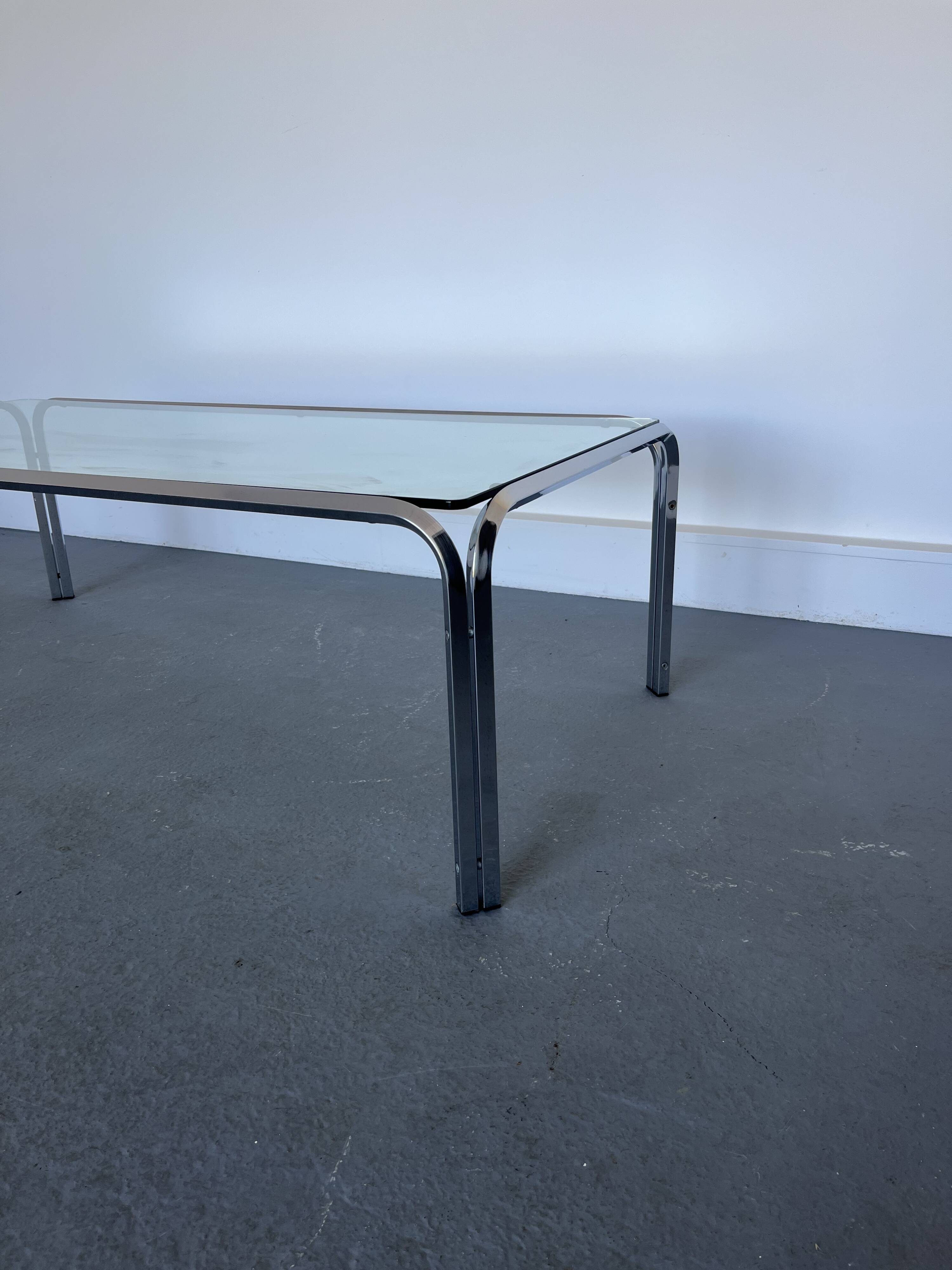 Vintage coffee table with  glass & chrome frame, 1970s