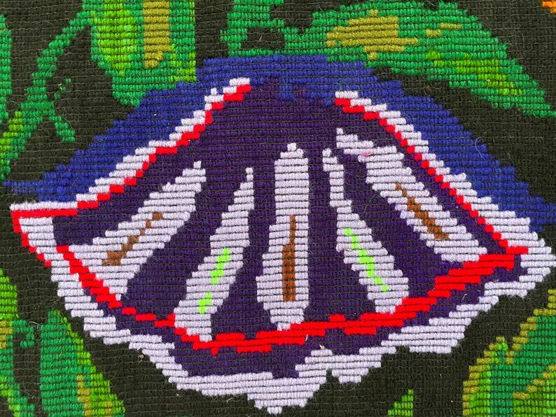 Handwoven Romanian rug with colorful bohemian floral design 294x146cm