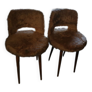 Paire de fauteuils moumoute