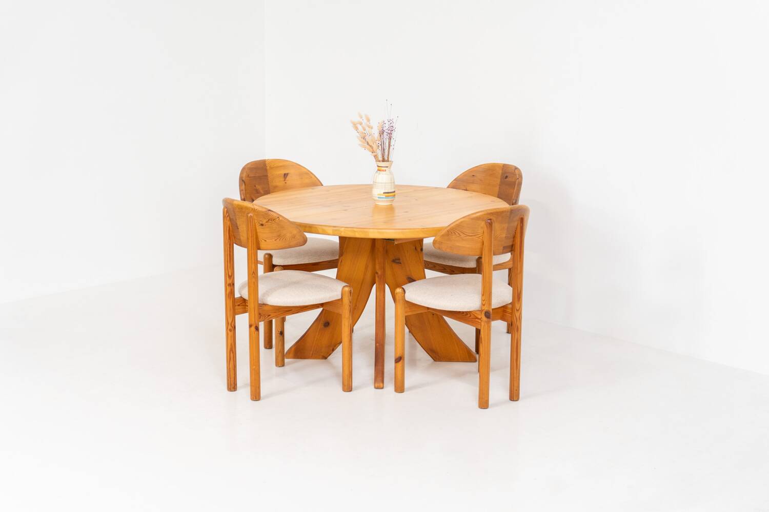 Dining set in pine with 4 chairs by Vamdrup