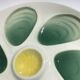 6 oyster plates Salins green earthenware cream