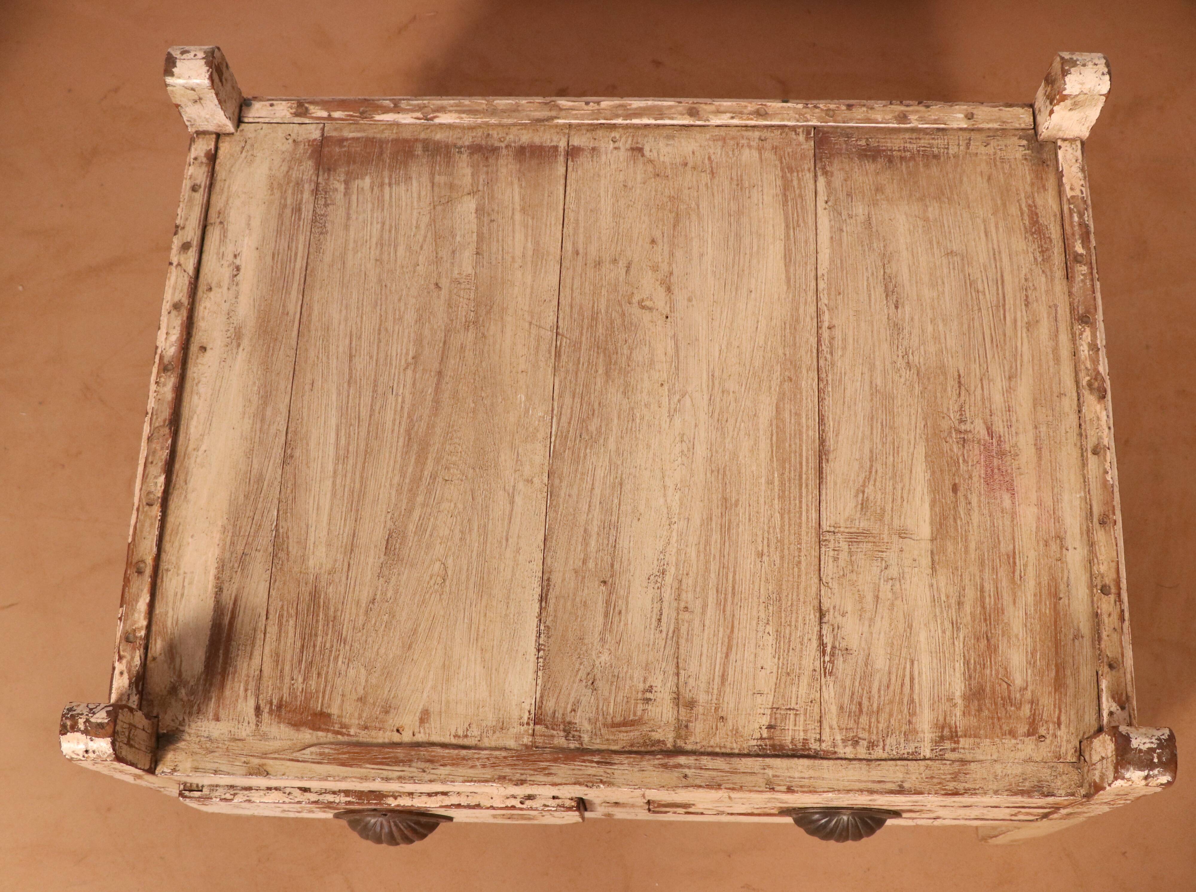 Old Burmese teak trade table original ecru patina