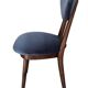 Heart-shaped blue velvet chair with walnut wood, mid-century, Poland, 1960s.