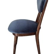 Heart-shaped blue velvet chair with walnut wood, mid-century, Poland, 1960s.