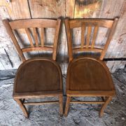 Pair of vintage luterma light wood bistro chairs