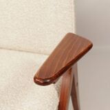 Scandinavian armchair in wood and ecru fabric by Józef Chierowski