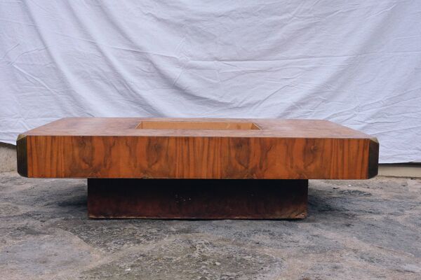 Table basse en loupe d'orme Alveo Willy Rizzo vintage