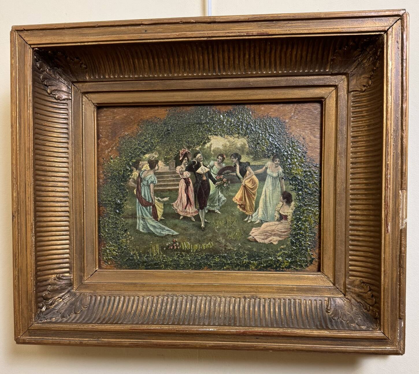 Romantic oil painting on panel from the 19th century