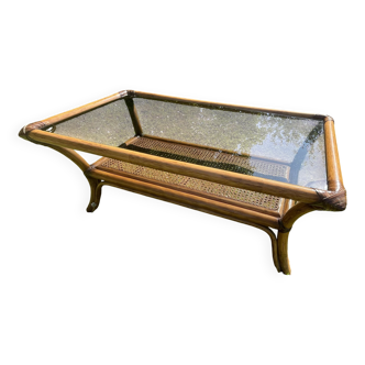 Table basse en rotin années 70