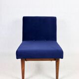 Dark blue velvet lounge chair, 1970s