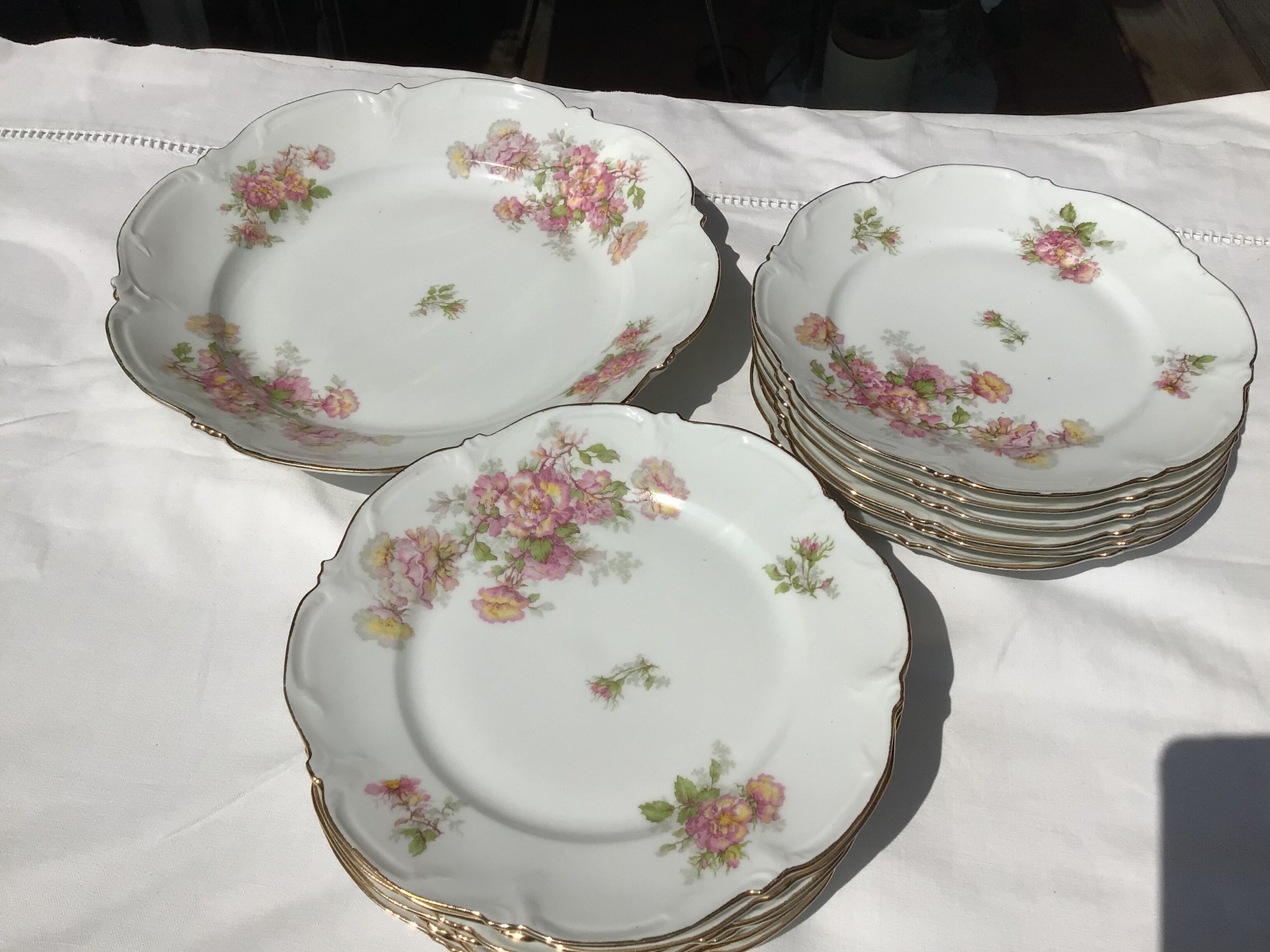 6 plates porcelain dessert J.B.T-Cie Limoges edged gold