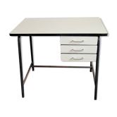 White formica desk with 3-drawer box