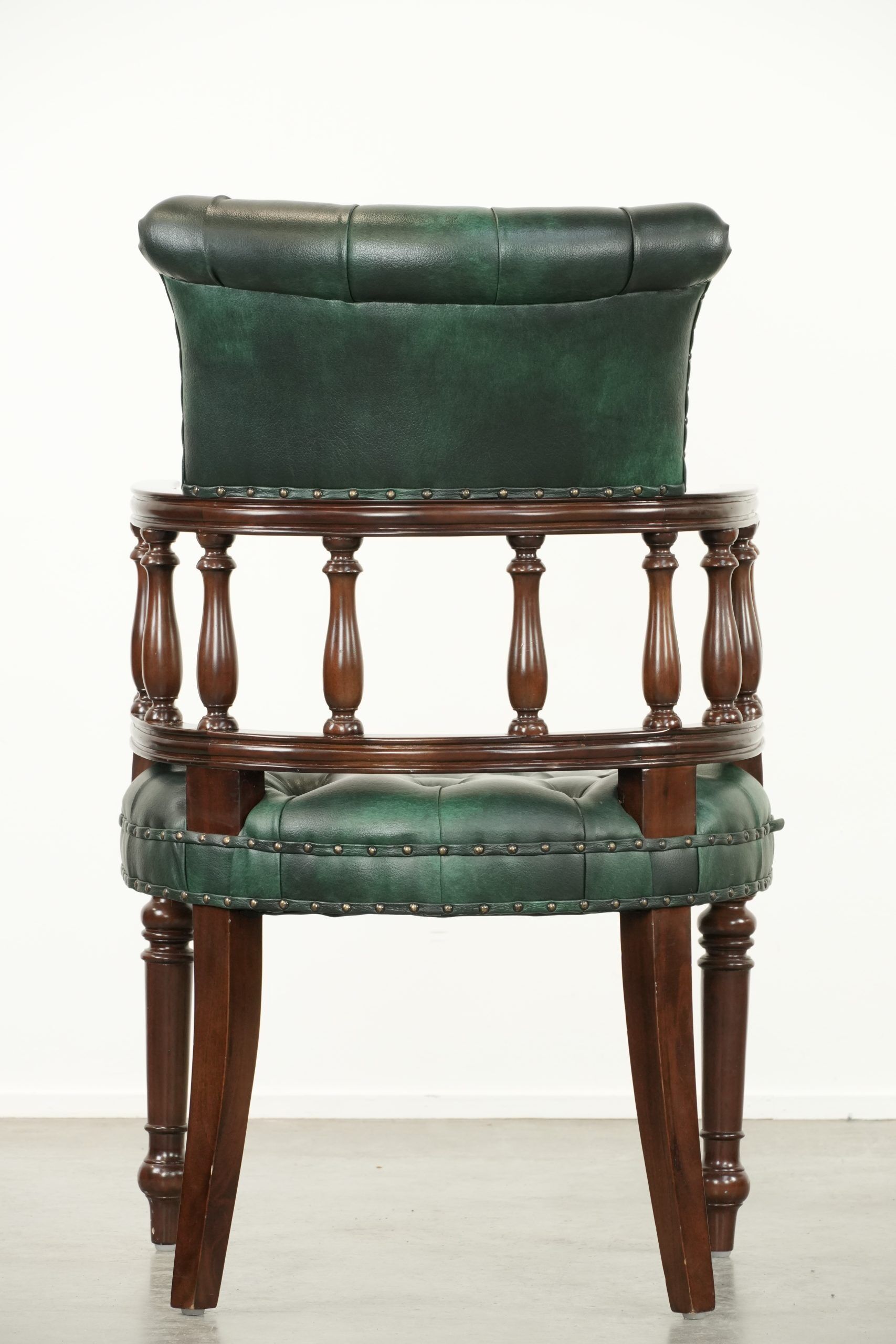 Classic green marbled cow leather Chesterfield office chair / side chair