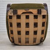 Fauteuil danois en tissu vert et chêne, 1960