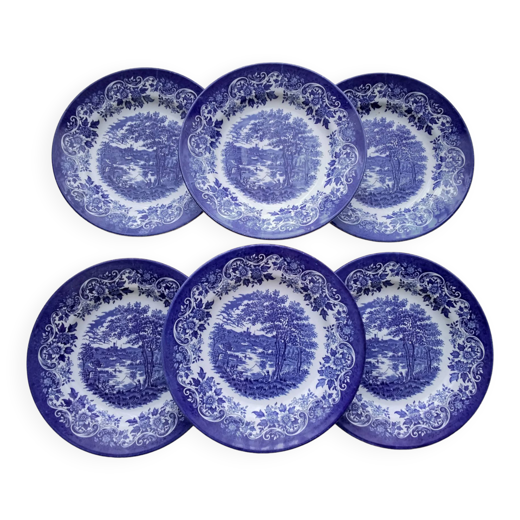 6 Broad Hurst Staffordshire English Porcelain Dessert Plates