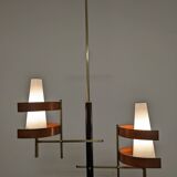 Scandinavian teak and brass chandelier from the 50s/60s