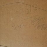 Huile sur panneau suédoise originale du milieu du siècle « Paysage avec arbres »