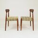 Set 2 Dining Chairs Solid Wood Ash Green Jacquard Fabric
