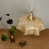 Vintage lampshade pendant light in pale yellow Clichy glass