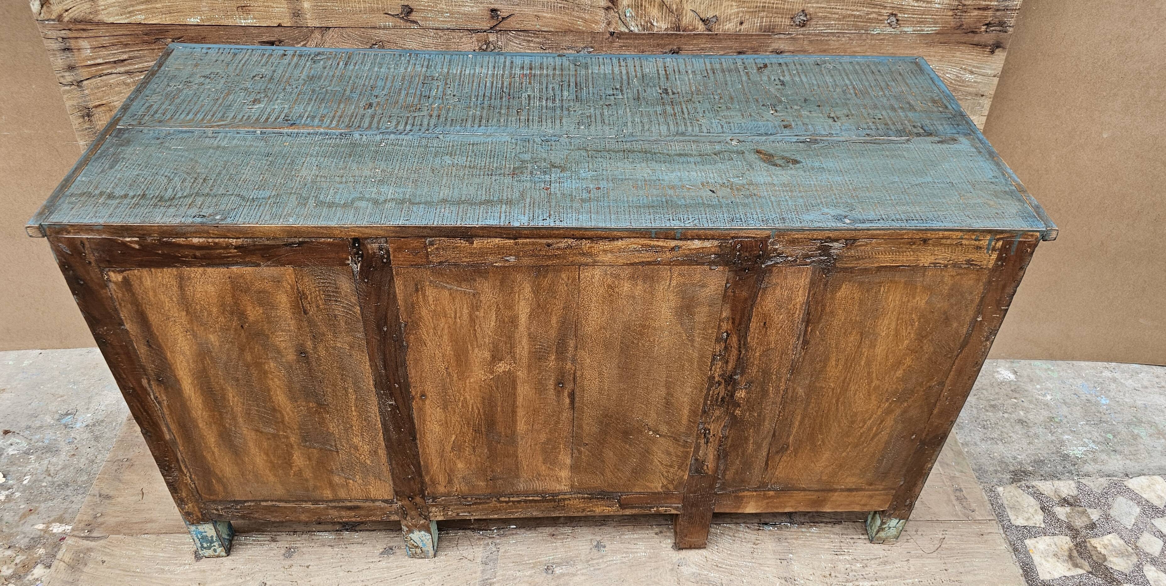 Antique glass-fronted buffet in Burmese teak