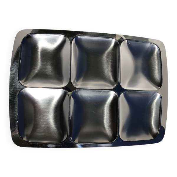 Plat compartimenté rectangulaire en inox