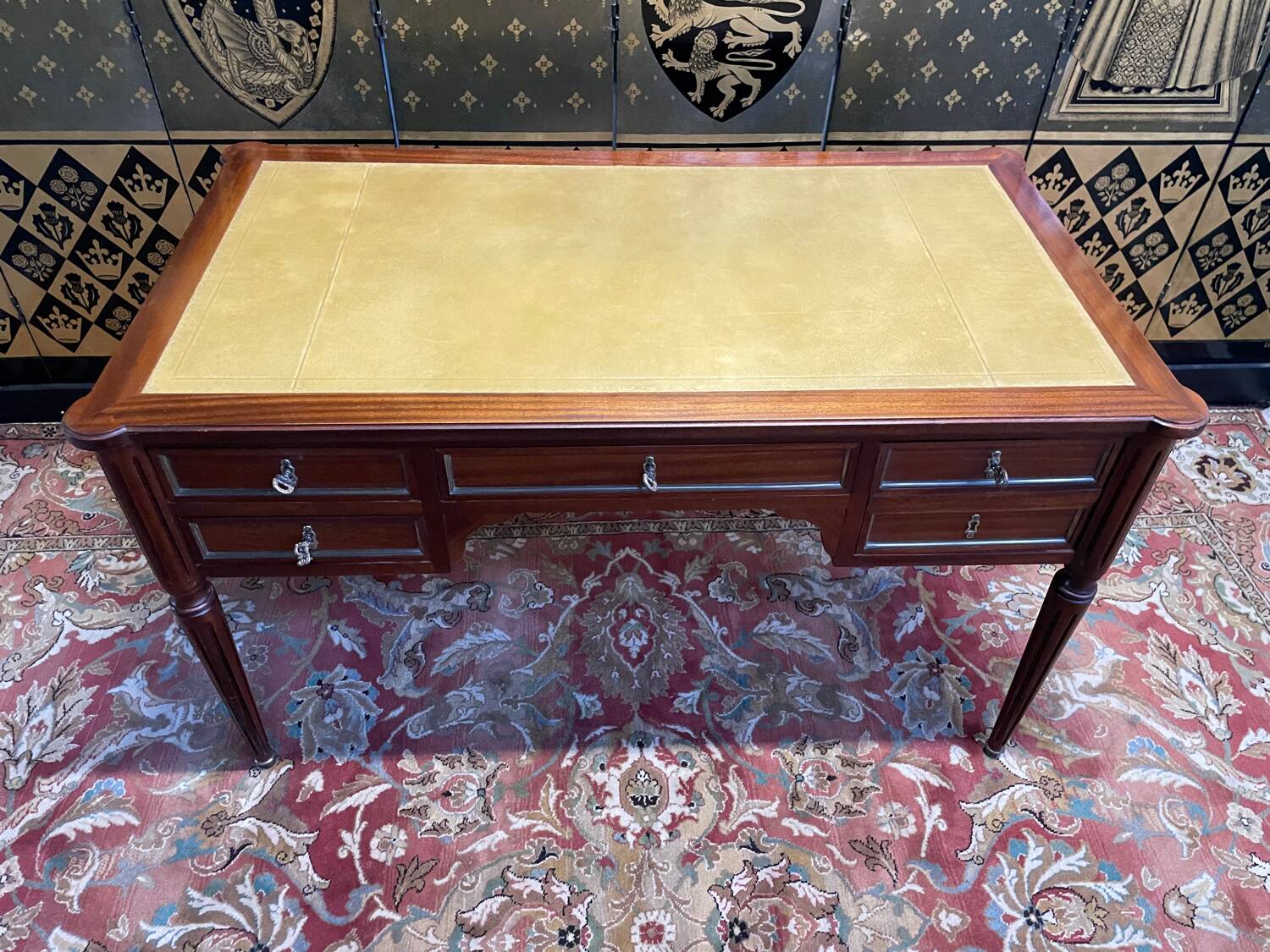 Louis XVI style mahogany flat desk