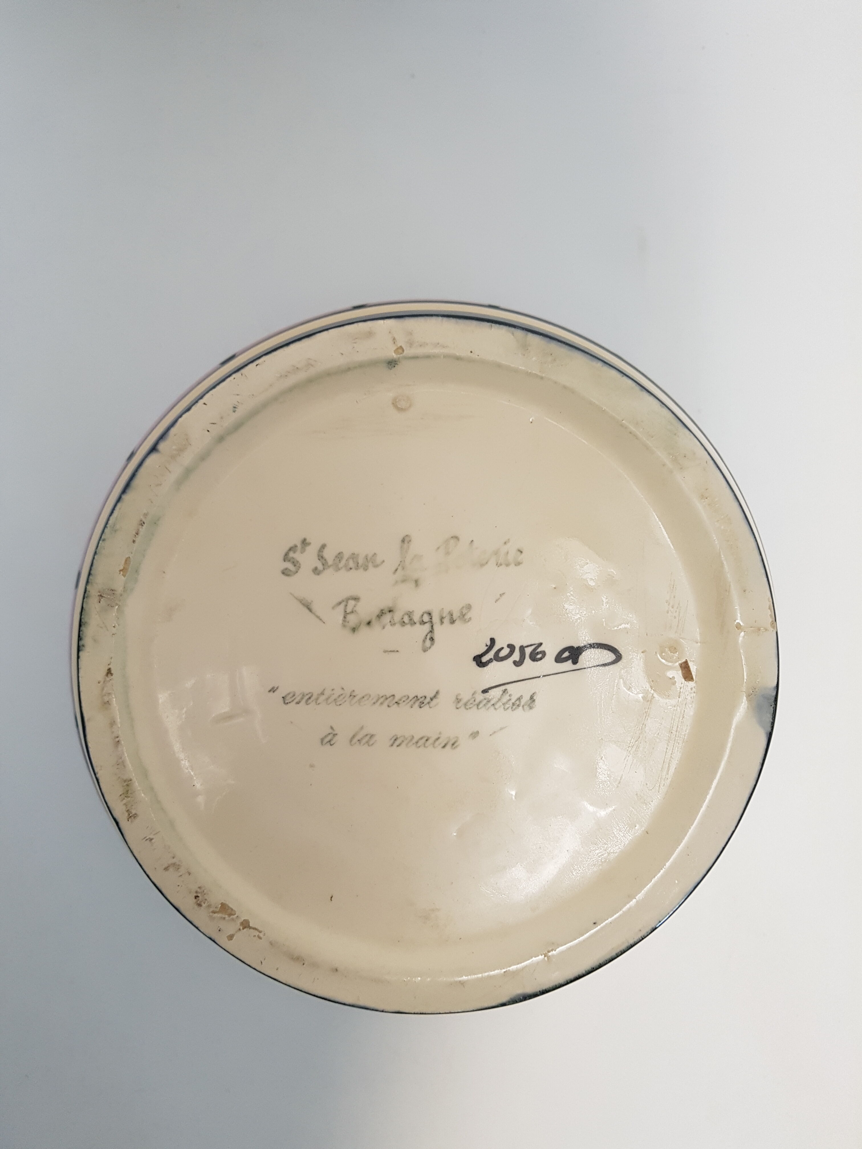 Cover pot in earthenware of Saint John of Brittany, years 60.