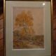 Framed watercolor, autumn landscape in Fontainebleau, 1936