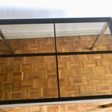 Glass and chrome metal dining table