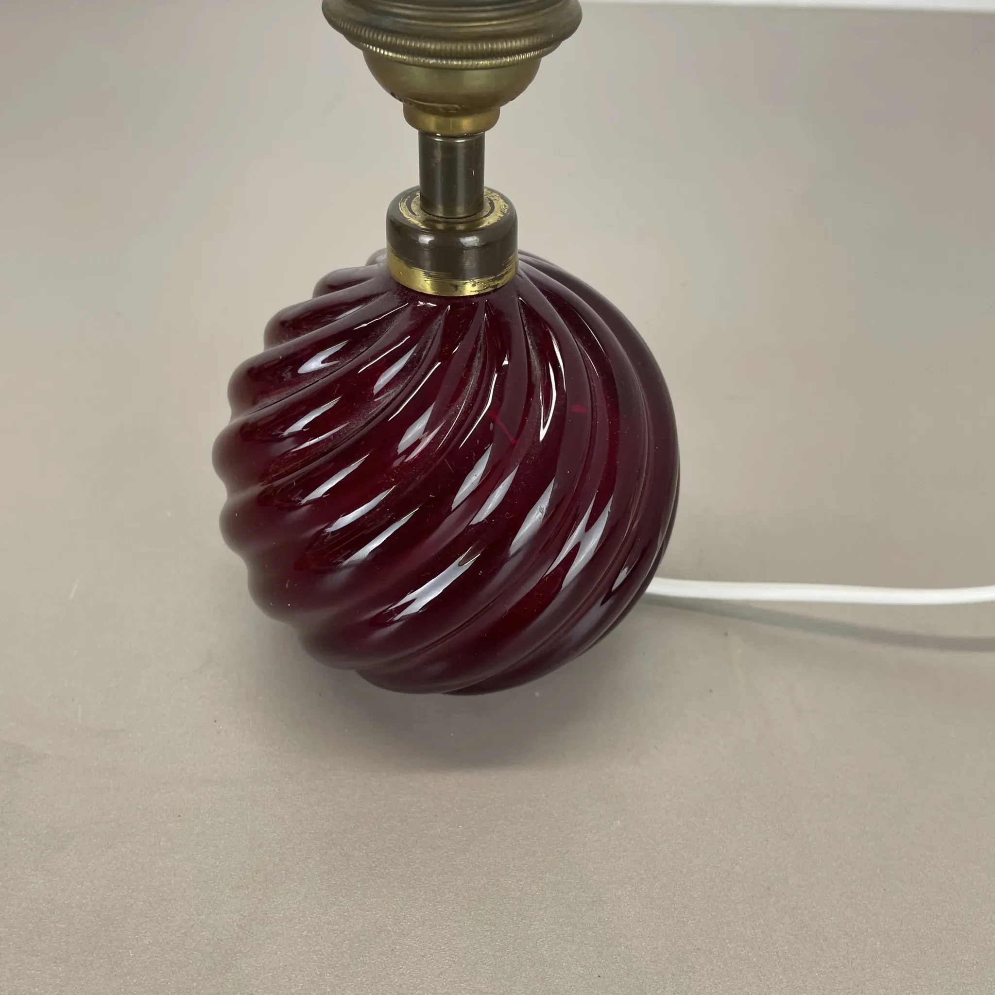 Unique Table Lamp Base made of Murano Glass with Red Ball, Barovier & Toso (attributed), Italy, 1960s