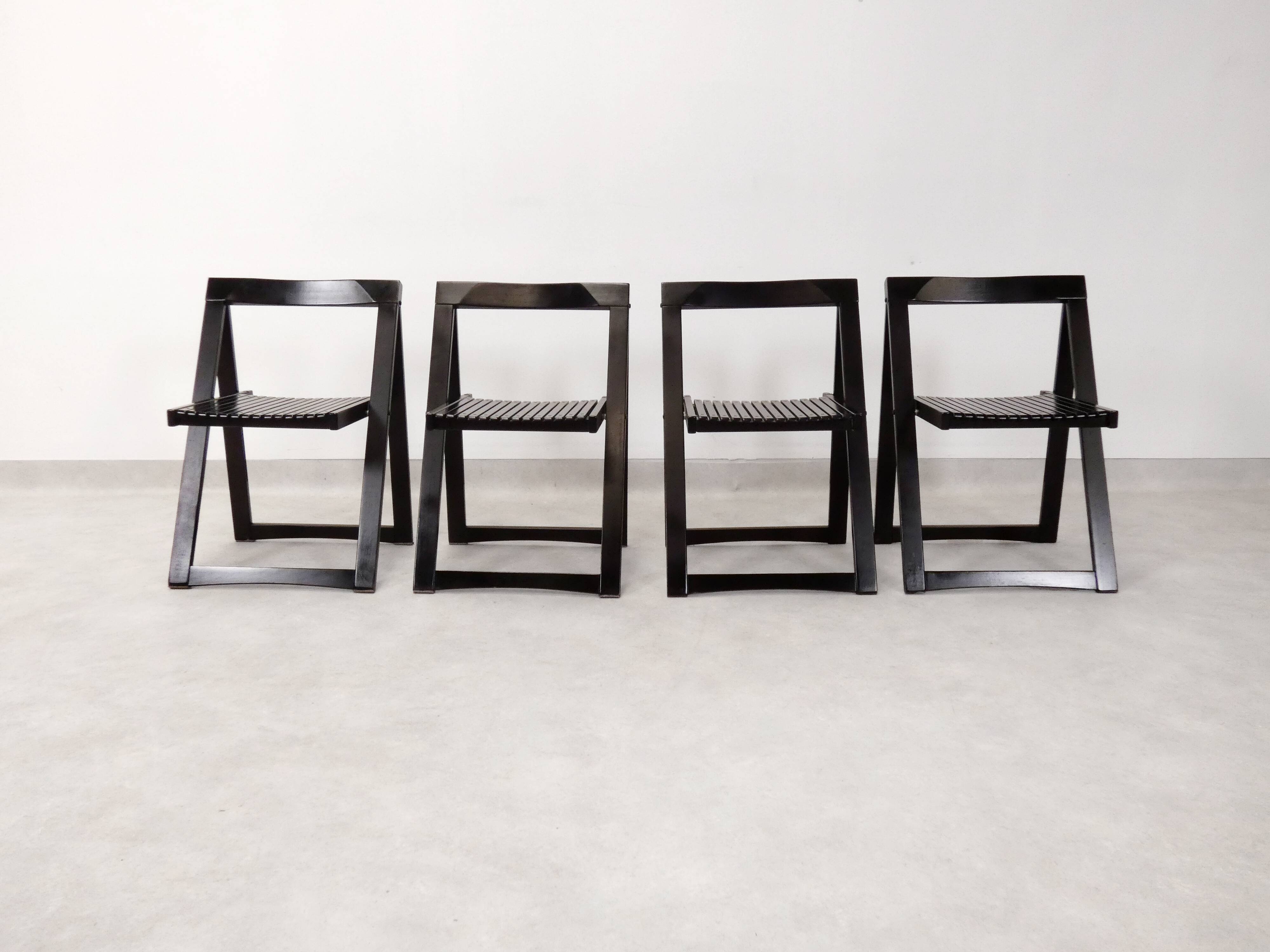 4 Trieste folding chairs with storrage table - Aldo Jacober for A. Bazzani