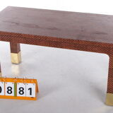 Harrison Van Horn Raffia and Brass Rectangle Coffee Table, 1970