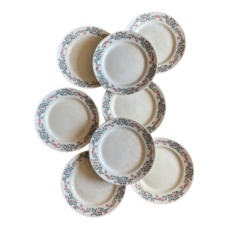 Set of 8 flat plates vintage model Cécile de HBCM