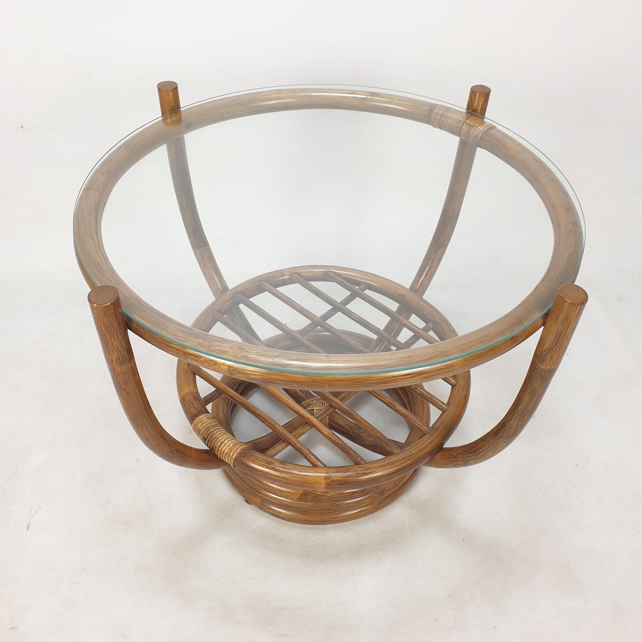 Table basse italienne en bambou, années 1980