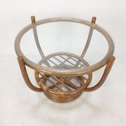 Table basse italienne en bambou, années 1980