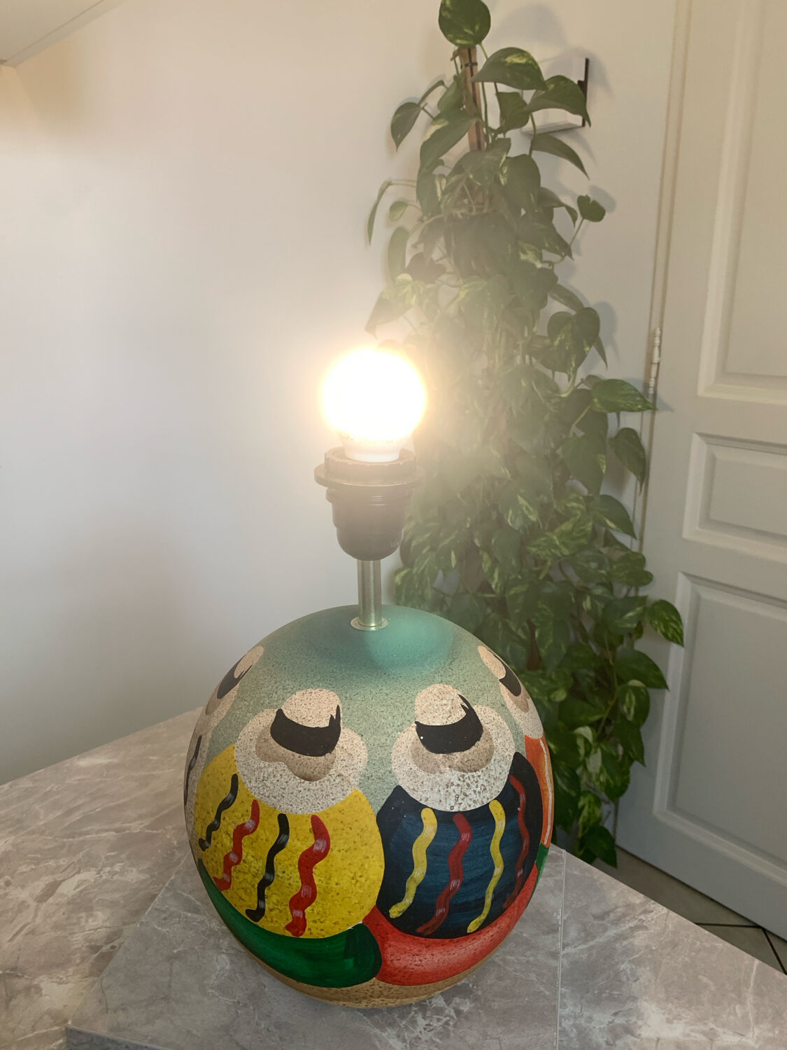Vintage ball lamp - Arty style - hand-painted
